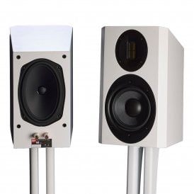 Scansonic M15.2 standmount bookshelf speaker with ribbon tweeter in Satin White with no grilles
